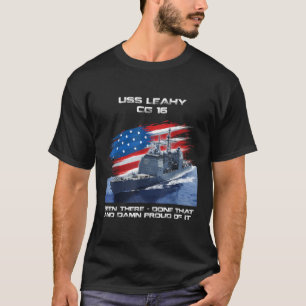 USS Leahy CG 16 Class Cruiser American Flag Vetera T-Shirt