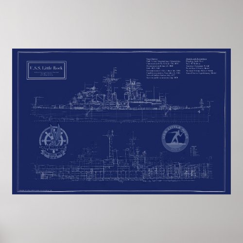 USS Little Rock Blueprint Poster