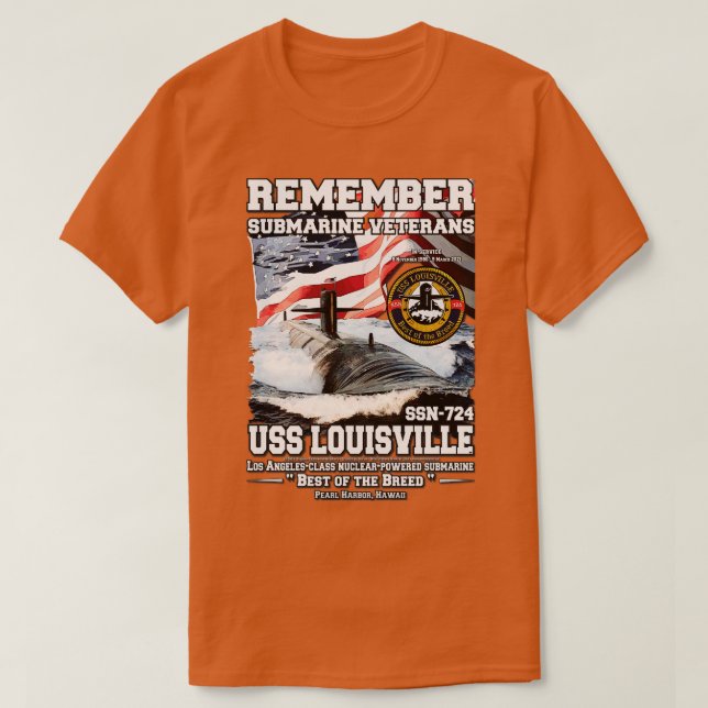 USS Louisville SSN724 Submarine veterans T-Shirt (Design Front)