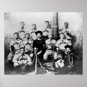 USS Maine Baseball Team in Havana Cuba Photograp Poster