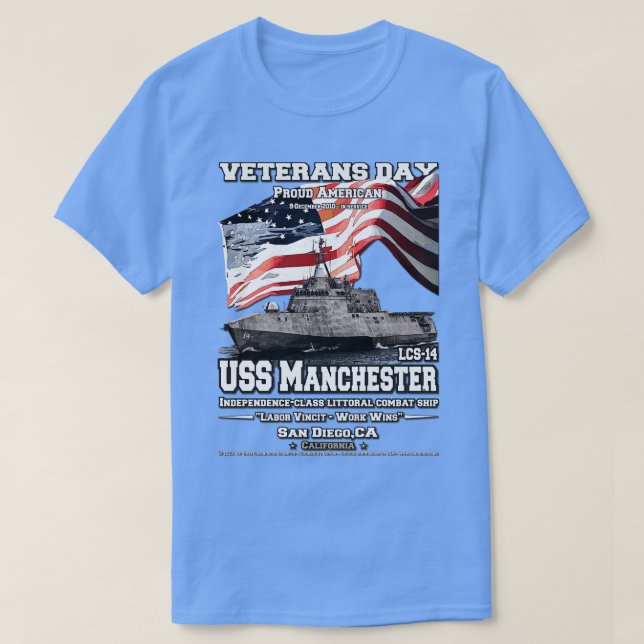 USS Manchester LCS14 littoral combat ship veterans T-Shirt (Design Front)