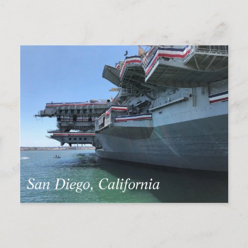 USS Midway in San Diego California Postcard