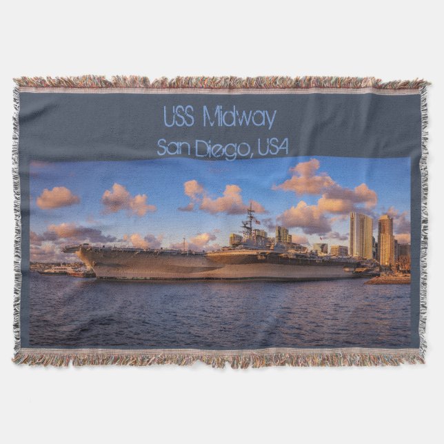 USS Midway - San Diego, USA Throw Blanket (Front)