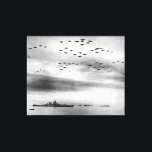 USS Missouri Flyover Surrender of Japan Canvas Print<br><div class="desc">Surrender of Japan,  2 September 1945 ; carrier planes fly in formation over the U.S. and British fleets in Tokyo Bay during surrender ceremonies. USS Missouri ,  where the ceremonies took place,  is at left. USS Detroit is in the right distance. Aircraft include TBM,  F6F,  SB2C and F4U types.</div>