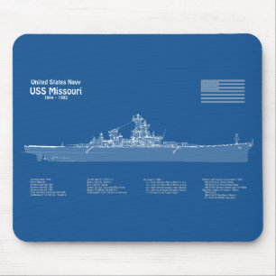 USS Missouri - Ship Blueprint Plans ABD Mouse Pad