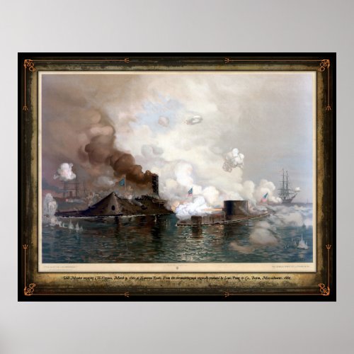 USS Monitor engaging the CSS Virginia _ 1862 Poster