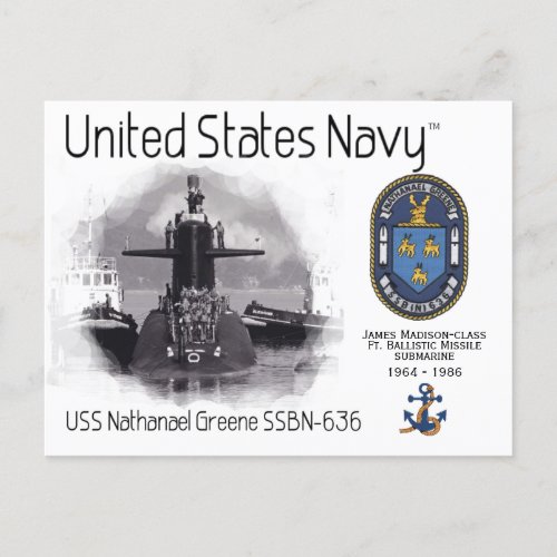 USS NATHANAEL GREENE SSBN_636 SUB   _   POSTCARD