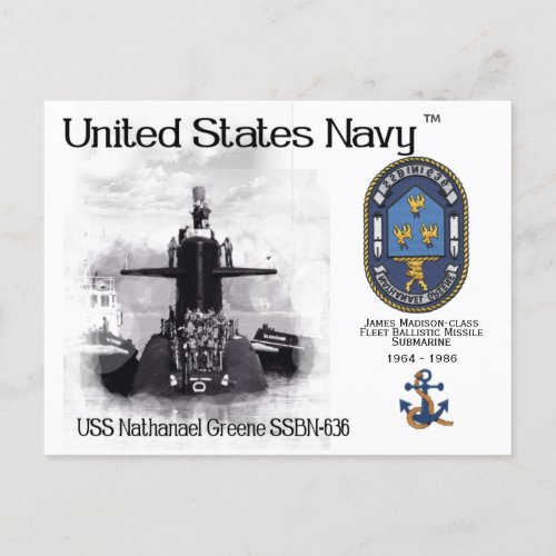 USS NATHANEAL GREENE SSBN_636 SUB   _   POSTCARD