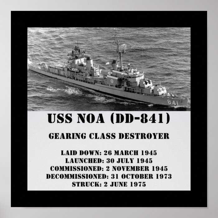 USS Noa (DD 841) Poster