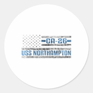 Uss Northampton World War Cruiser Ca-26 Us Army  Classic Round Sticker