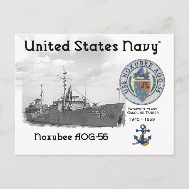 USS NOXUBEE AOG-56 GASOLINE TANKER -   POSTCARD (Front)
