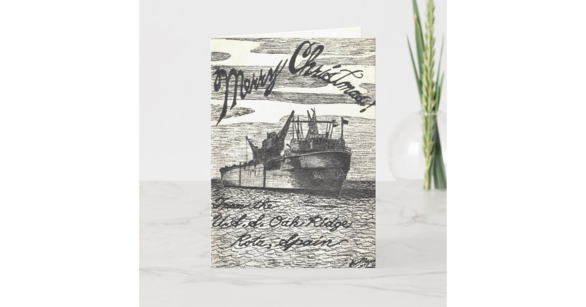 USS Oak Ridge (ARDM1) Christmas Card Zazzle