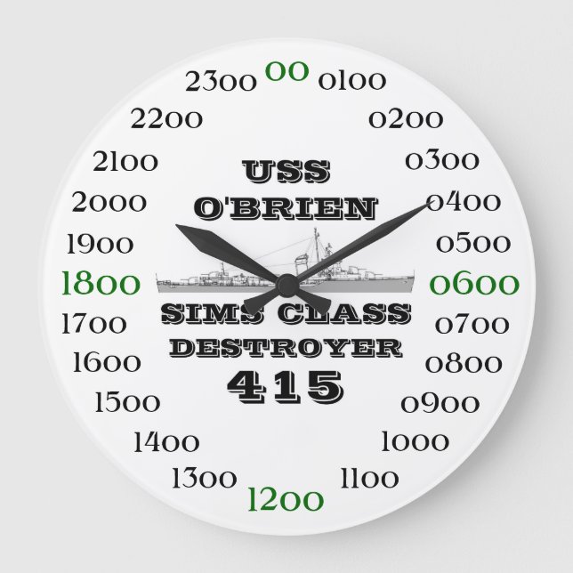 USS O'Brien (DD-415) Large Clock (Front)