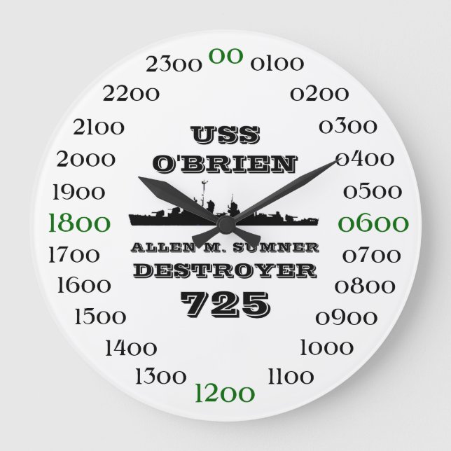 USS O'Brien (DD-725) Large Clock (Front)