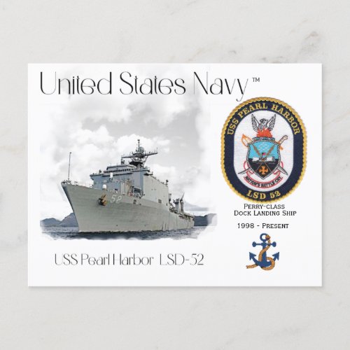 USS PEARL HARBOR LSD_52 DOCK LANDING SHIP POSTCARD