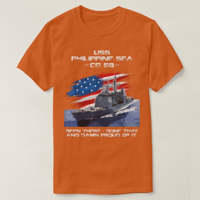 USS Philippine Sea CG58 Class Cruiser American Fla T-Shirt (Design Front)