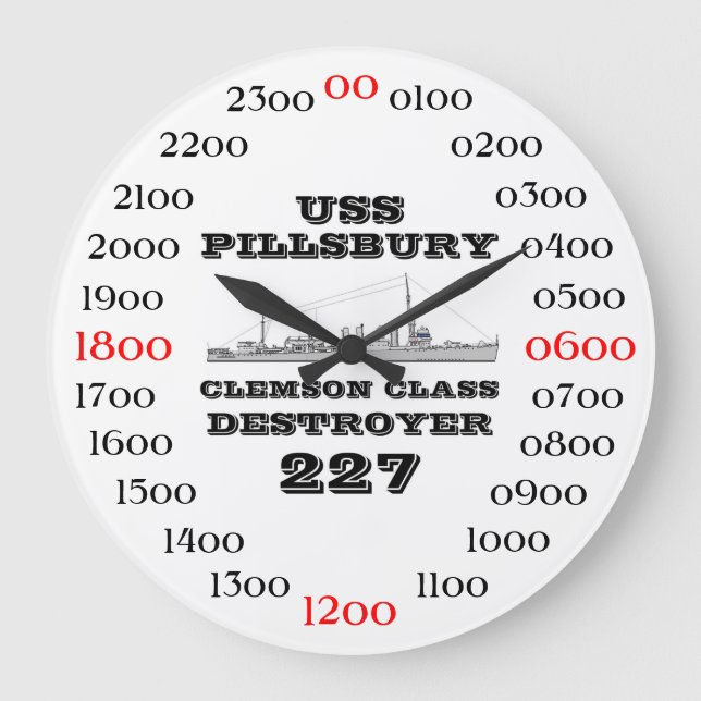 USS Pillsbury (DD-227) Large Clock (Front)
