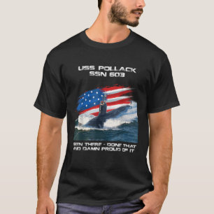 USS Pollack SSN 603 American Flag Submarine Vetera T-Shirt