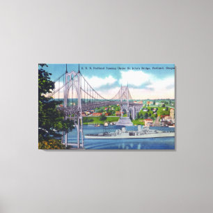 USS Portland Passing Under St. John's Bridge Canvas Print