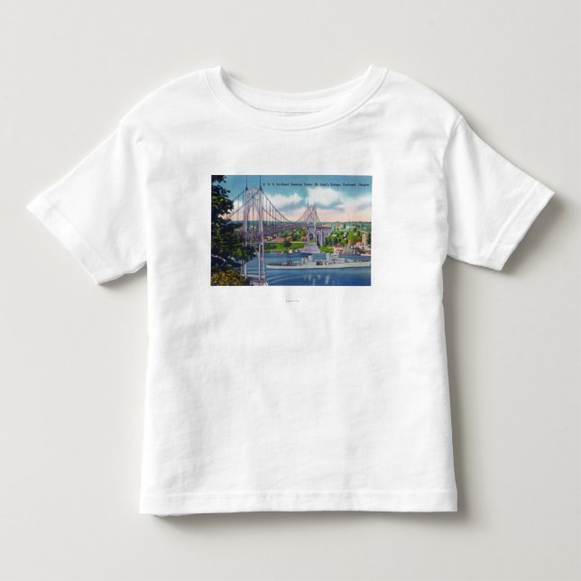 USS Portland Passing Under St. John's Bridge Toddler T-shirt (Front)