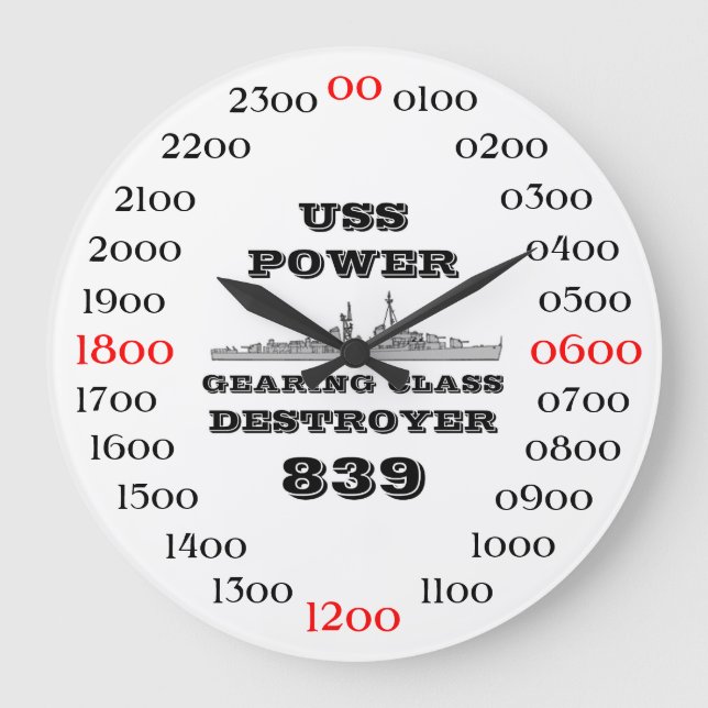USS Power (DD-839) Large Clock (Front)