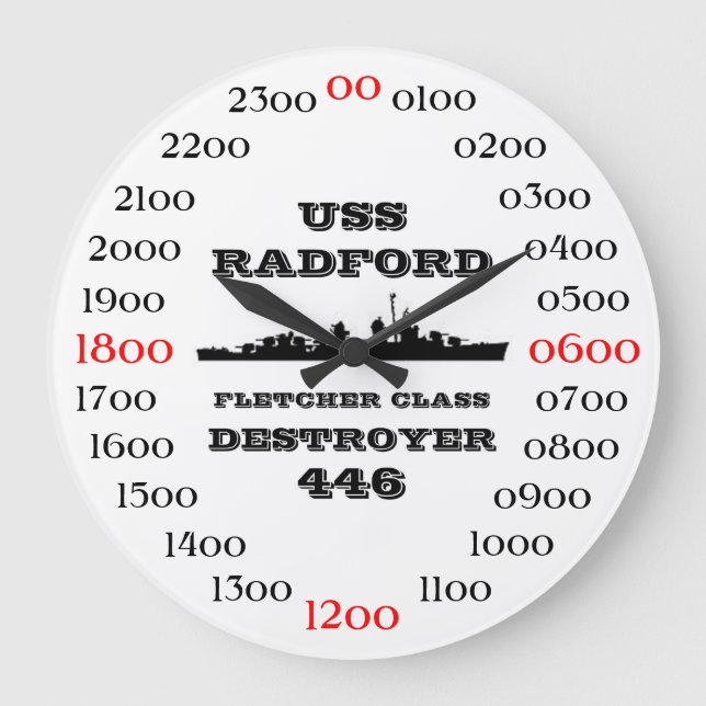 USS Radford (DD/DDE-446) Large Clock (Front)
