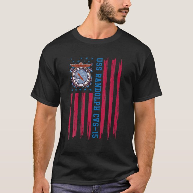 USS Randolph CVS-15 USA Flag Aircraft Carrier Vete T-Shirt (Front)