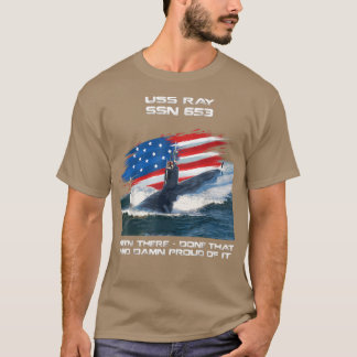 USS Ray SSN653 American Flag Submarine Veteran Xma T-Shirt