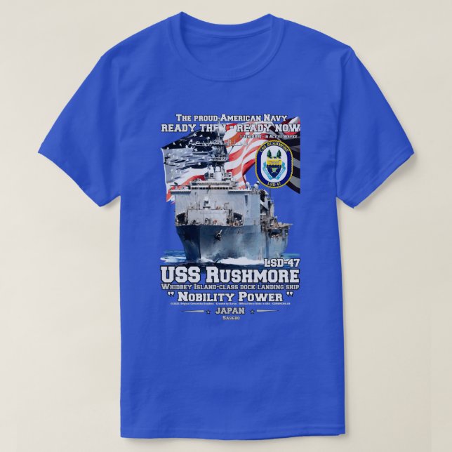 USS Rushmore LSD47 navy dock landing Ship T-Shirt (Design Front)