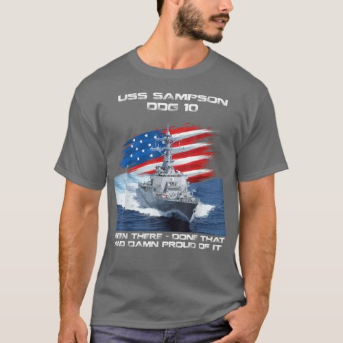 USS Sampson DDG_10 Destroyer Ship USA Flag Veteran T_Shirt