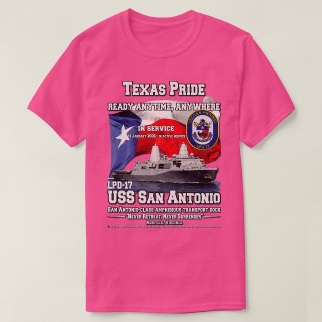 USS San Antonio LPD17 amphibious transport dock T-Shirt (Design Front)