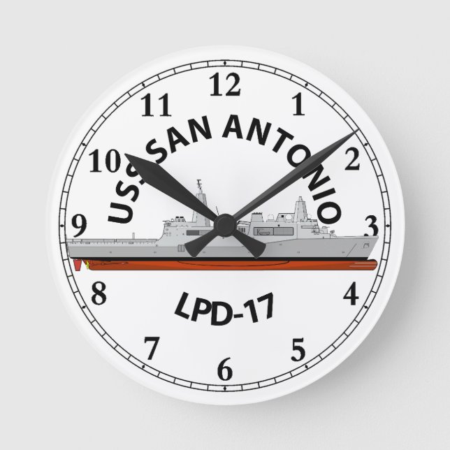 USS SAN ANTONIO , LPD-17, SAN ANTONIO CLASS  ROUND CLOCK (Front)
