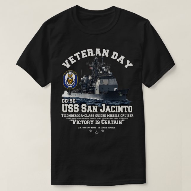 USS San Jacinto CG56 Navy Cruiser T-Shirt (Design Front)