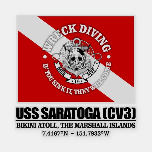 USS Saratoga CV3 wreck diving Sticker