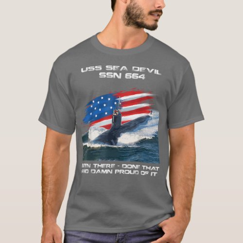 USS Sea Devil SSN_664 American Flag Submarine Vete T_Shirt