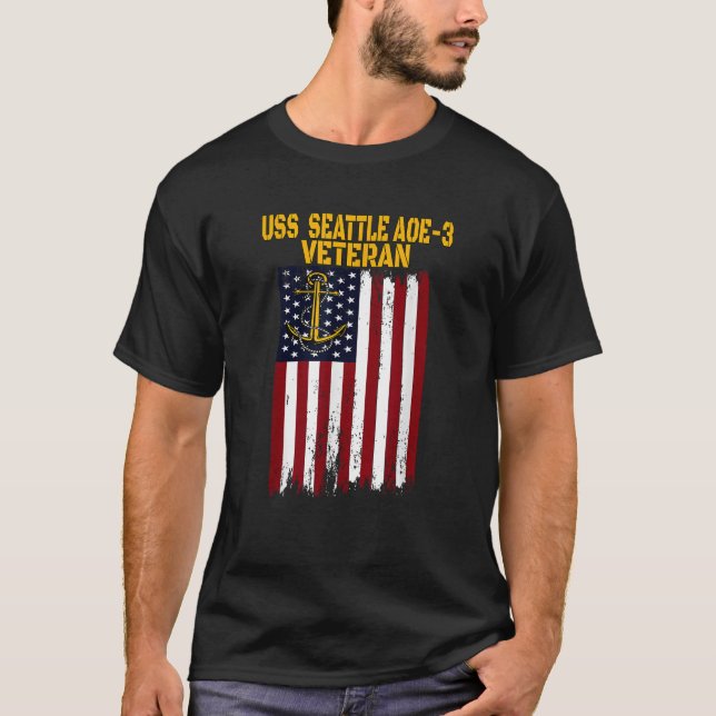 USS Seattle AOE 3 Fast Combat Support Ship Veteran T-Shirt (Front)