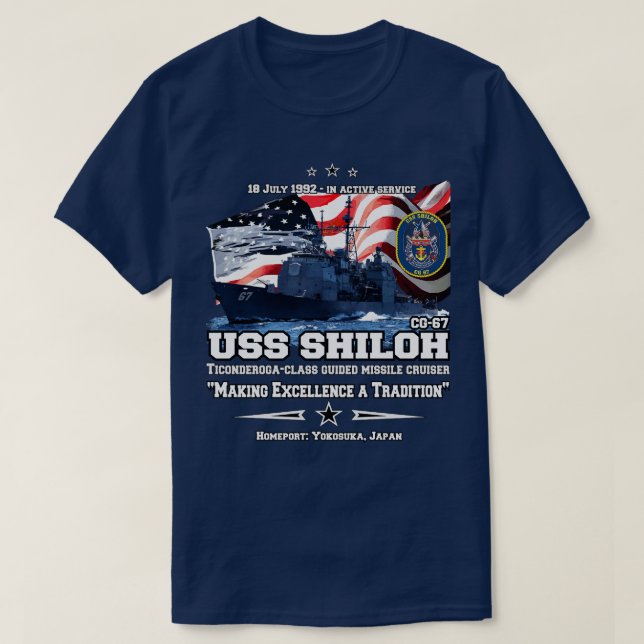 USS Shiloh CG67 CRUISER T-Shirt (Design Front)
