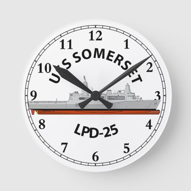 USS SOMERSET , LPD-25, SAN ANTONIO CLASS  ROUND CLOCK (Front)