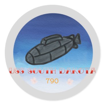 USS South Dakota submarine navy Classic Round Sticker USS South Dakota submarine navy Classic Round Sticker
