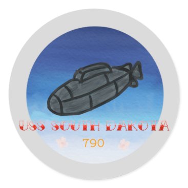 USS South Dakota submarine navy Classic Round Sticker USS South Dakota submarine navy Classic Round Sticker