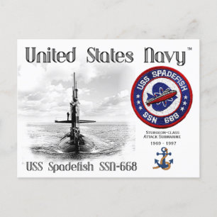 USS SPADEFISH SSN-668 SUBMARINE POSTCARD