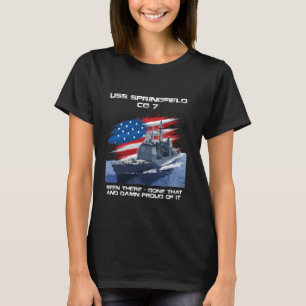 USS Springfield CG-7 Class Cruiser American Flag V T-Shirt