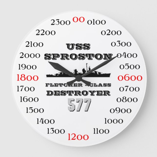 USS Sproston (DD / DDE-577) Large Clock (Front)