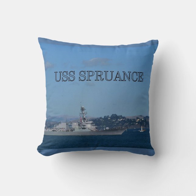 USS Spruance Throw Pillow (Front)