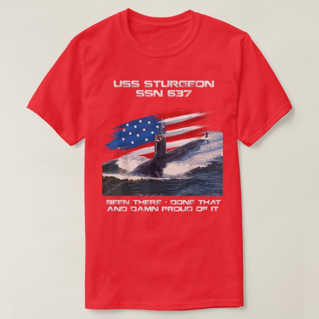 USS Sturgeon SSN637 American Flag Submarine Vetera T-Shirt (Design Front)