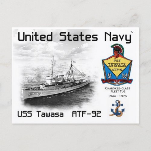 USS TAWASA ATF_92 FLEET TUG POSTCARD