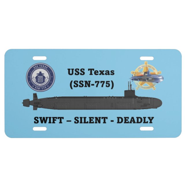 USS Texas (SSN-775) License Plate (Front)