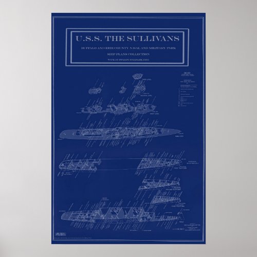 USS The Sullivans damage control blueprint Poster