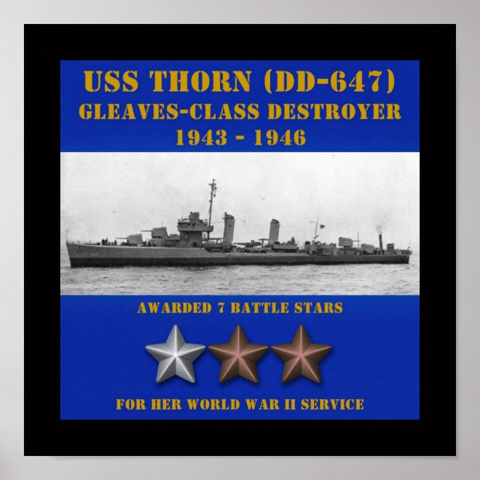 USS Thorn (DD 647) Posters