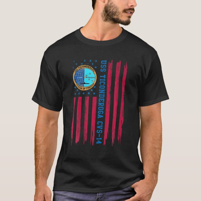 USS Ticonderoga CVS-14 Aircraft Carrier Veteran Da T-Shirt (Front)